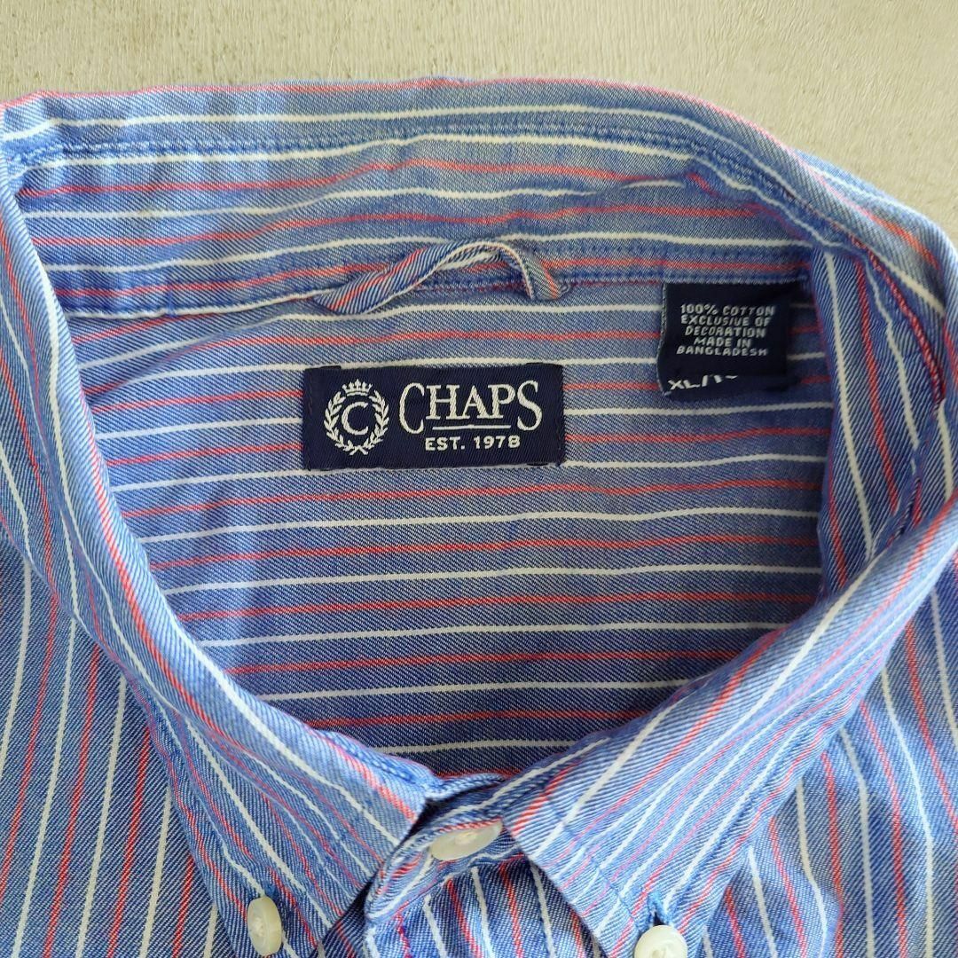 CHAPS(チャップス)の古着　CHAPSチャップス　ストライプシャツ　BDシャツ XL メンズのトップス(シャツ)の商品写真