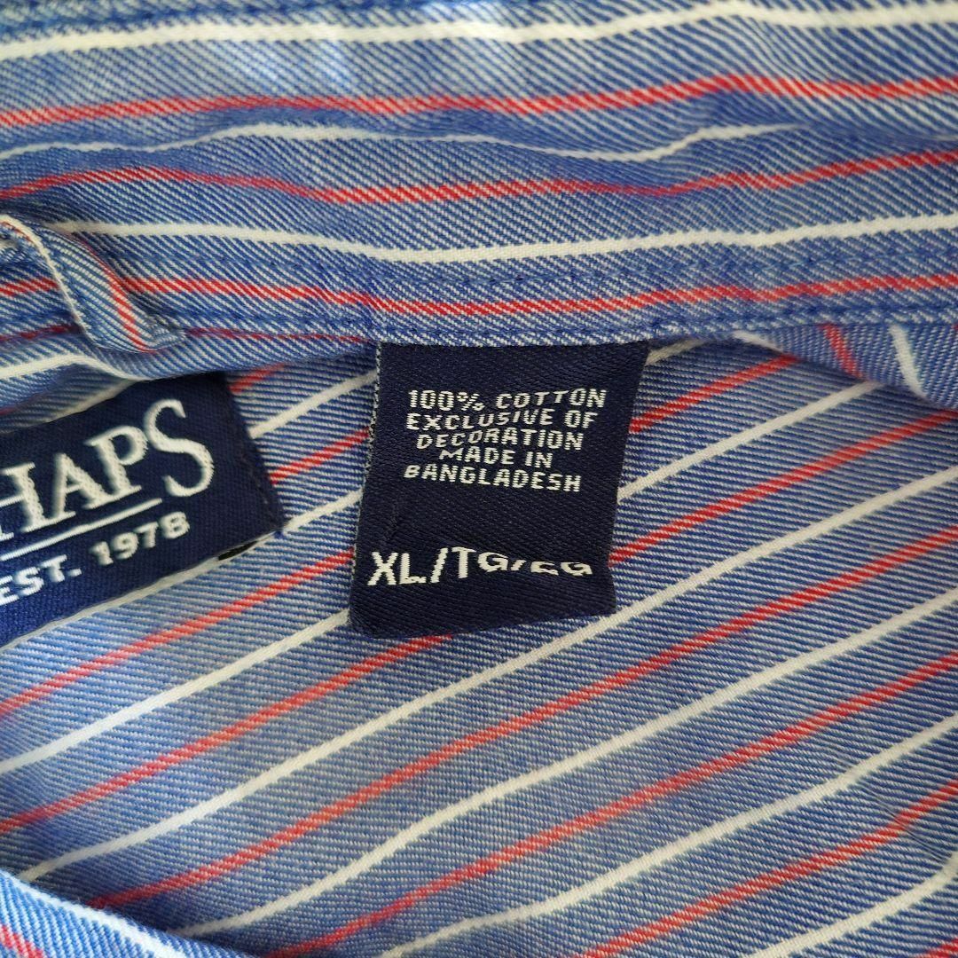 CHAPS(チャップス)の古着　CHAPSチャップス　ストライプシャツ　BDシャツ XL メンズのトップス(シャツ)の商品写真