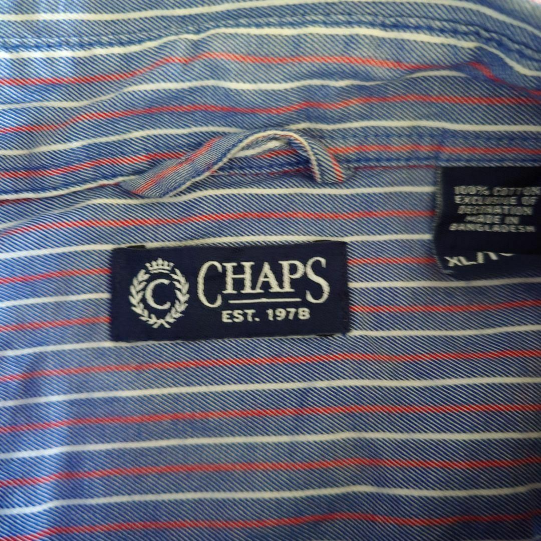 CHAPS(チャップス)の古着　CHAPSチャップス　ストライプシャツ　BDシャツ XL メンズのトップス(シャツ)の商品写真