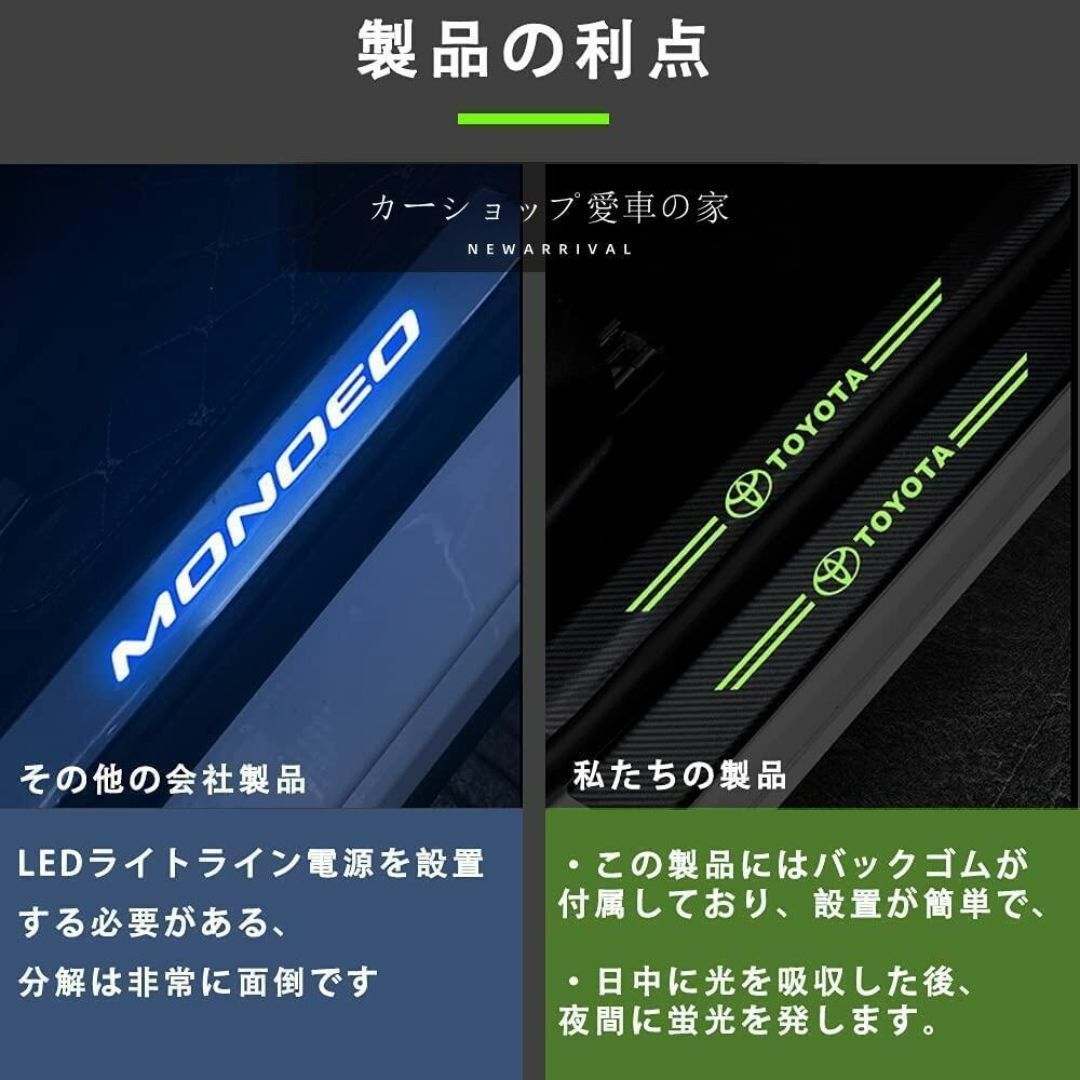 トヨタ アステップガード 夜光効果 衝撃保護 汚れ防止 5枚yo 自動車/バイクの自動車(車内アクセサリ)の商品写真