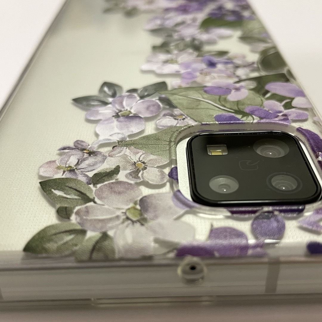 AQUOS sense6 6s クリア 紫 花 ソフトケース カバー 透明 スマホ/家電/カメラのスマホアクセサリー(Androidケース)の商品写真