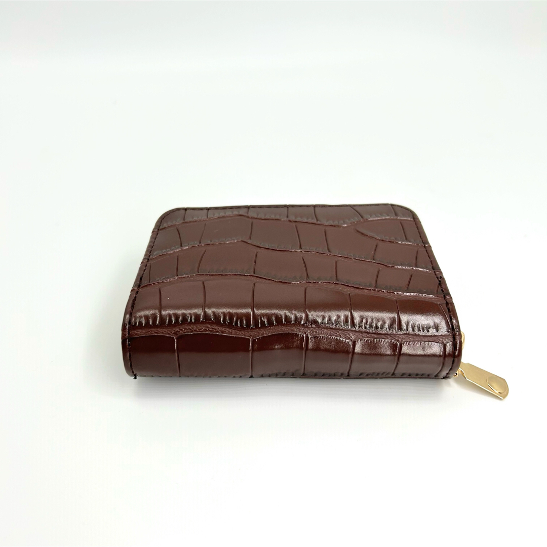 コインケース ミニ財布 カードケース クロコダイル柄　ブラウン/大容量18枚収納 レディースのファッション小物(名刺入れ/定期入れ)の商品写真