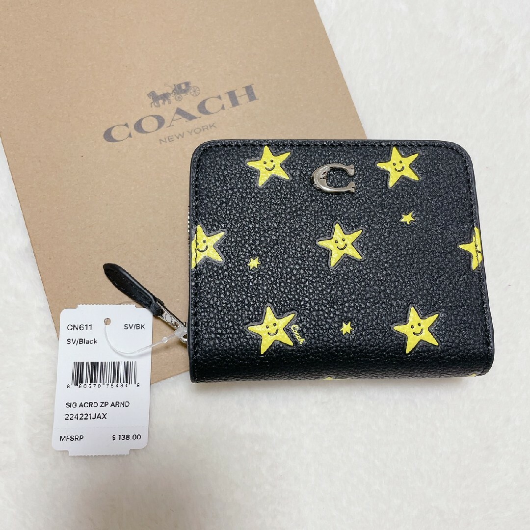 COACH(コーチ)の【大人気】コーチ ビルフォールド ウォレット・スター 2折り財布 ブラック レディースのファッション小物(財布)の商品写真