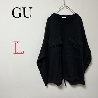 ジーユー(GU)の【GU】レディース シャツ ブラック 古着 長袖 Tシャツ ジーユー 無地(シャツ/ブラウス(長袖/七分))