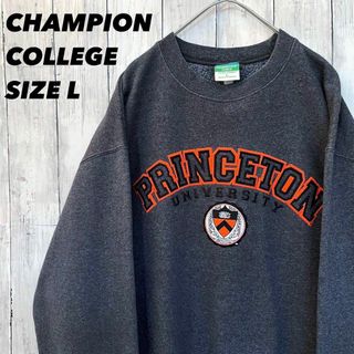 チャンピオン(Champion)のUS古着　チャンピオンカレッジアーチロゴ刺繍スエット　サイズL チャコール男女(スウェット)