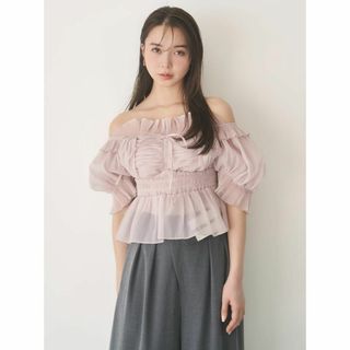 SNIDEL - 【新品】SNIDEL ギャザーフリルオフショルブラウス LPNK フリー