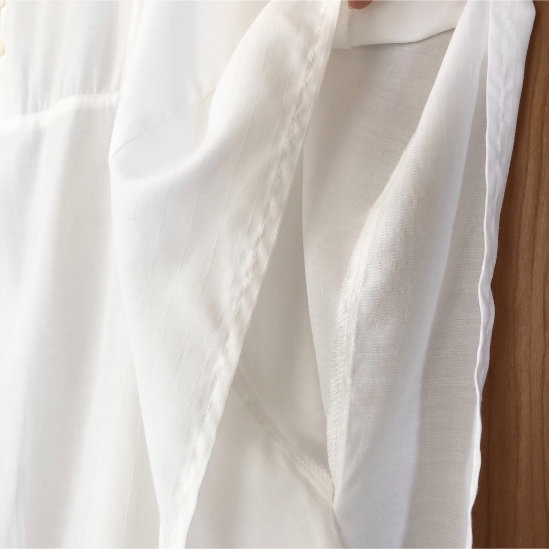 しまむら(シマムラ)のしまむら　ワイド　シルエット　ブラウス　M ホワイト　白　半袖 チュニック レディースのトップス(シャツ/ブラウス(半袖/袖なし))の商品写真