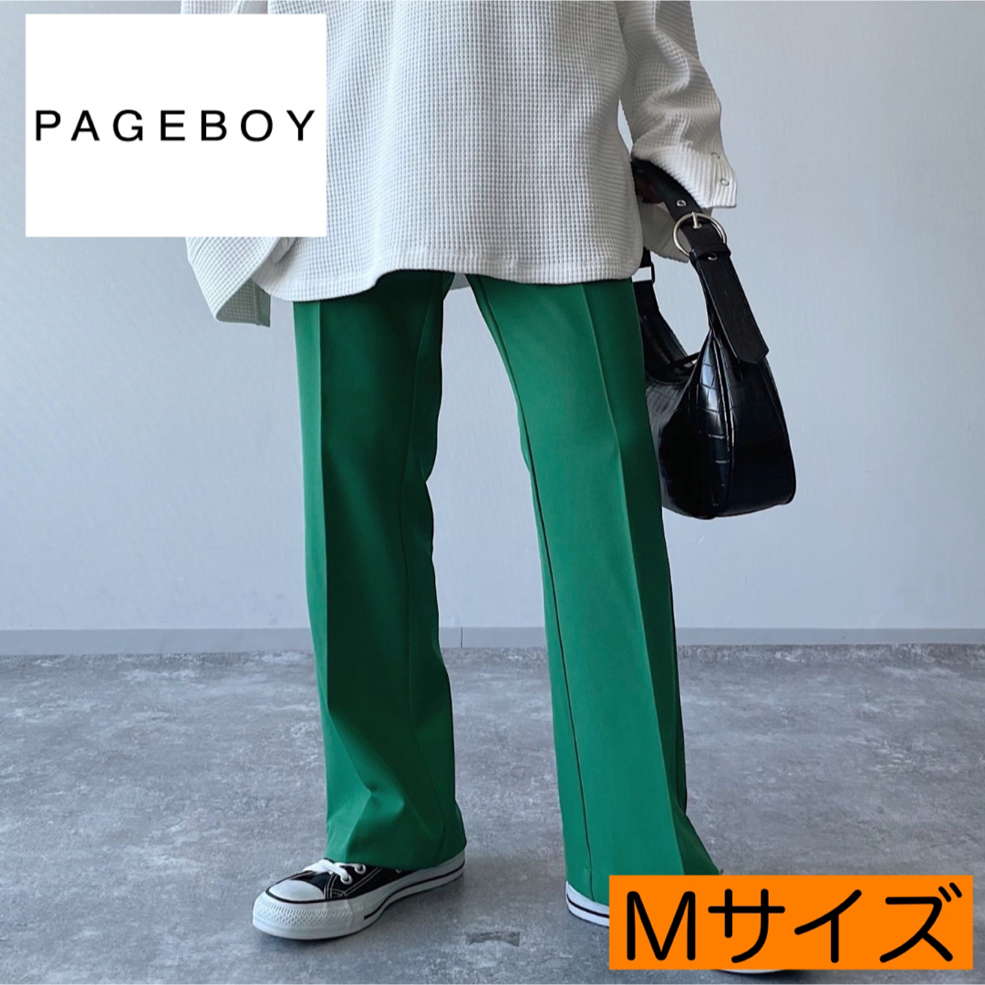 PAGEBOY(ページボーイ)の《PAGEBOY》センタープレスフレアパンツ グリーン 緑 Mサイズ レディースのパンツ(カジュアルパンツ)の商品写真