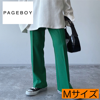 ページボーイ(PAGEBOY)の《PAGEBOY》センタープレスフレアパンツ グリーン 緑 Mサイズ(カジュアルパンツ)