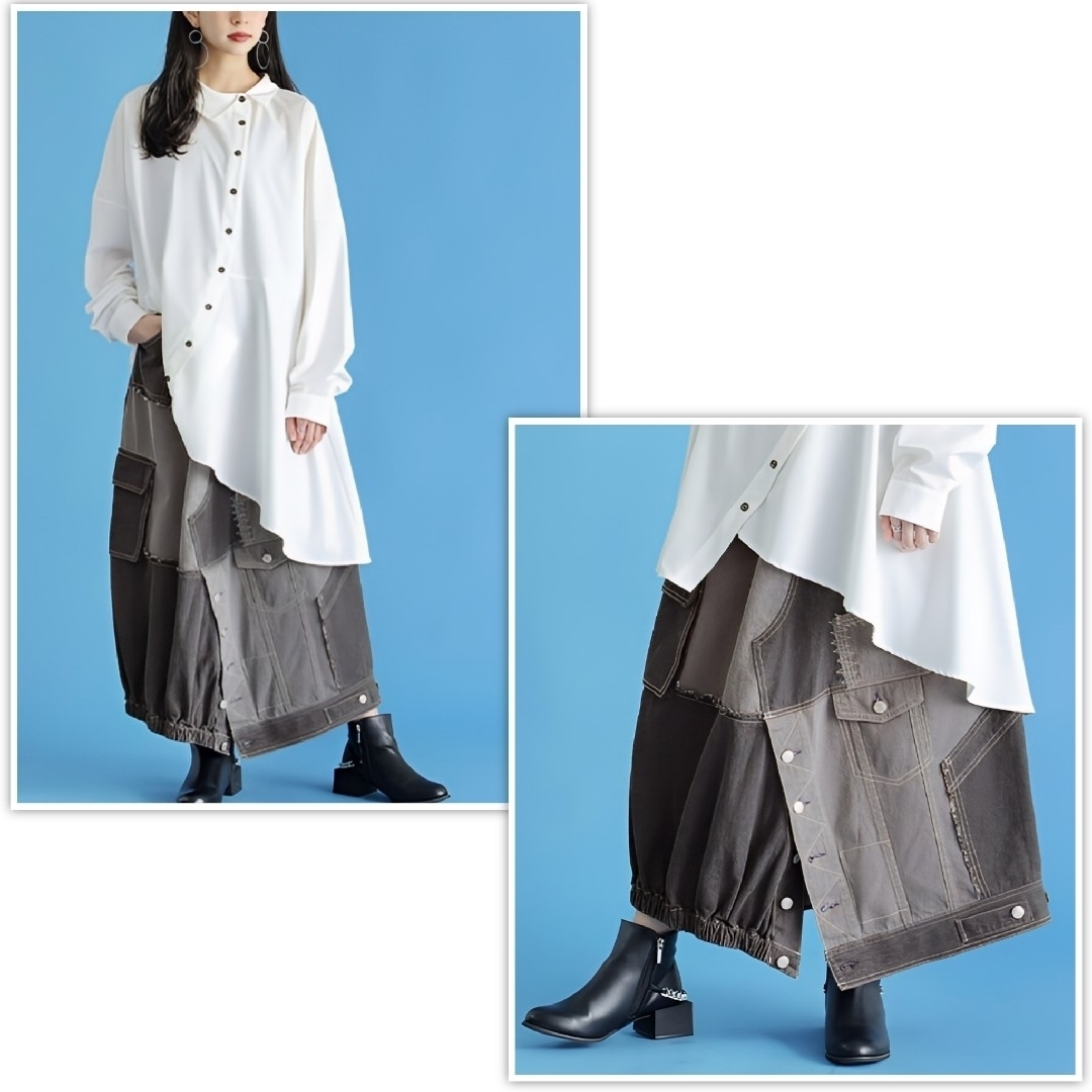 kOhAKU - 【新品】kOhAKU デニム ロングスカート パッチワーク kOhAKU - 【新品】kOhAKU デニム ロングスカート パッチワーク