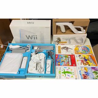 Wii本体クラシックリモコンスーパーマリオ他ソフト6個おまけ付き1734ー1(家庭用ゲーム機本体)