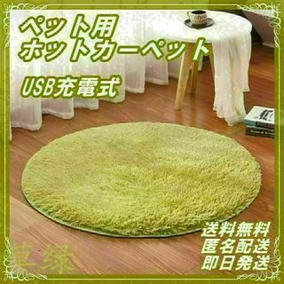 大人気 ペット用 ホットカーペット USB充電 犬 猫 黄緑 ふわふわ 保温