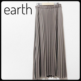 earth music & ecology - earth ロングスカート　すくみカラー　ストライプ　フリーサイズ　体型カバー