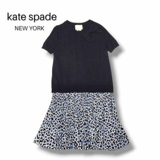 kate spade new york - 【美品】ケイトスペードニューヨーク　プリーツスカートワンピース　リボン　花柄　S