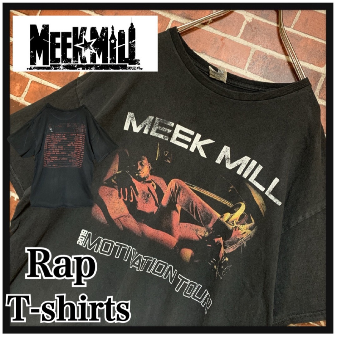 MUSIC TEE(ミュージックティー)の【激レア】MEEK MILL★ミークミル☆2019★ツアー☆ラップTシャツ 古着 メンズのトップス(Tシャツ/カットソー(半袖/袖なし))の商品写真