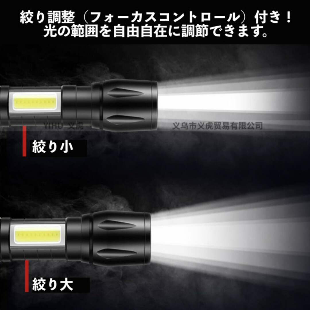 ハンディライト LED 懐中電灯 超強力 USB充電 小型 防災 地震 キャンプ スポーツ/アウトドアのアウトドア(ライト/ランタン)の商品写真