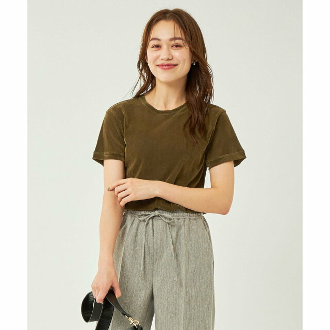 UNITED ARROWS green label relaxing(ユナイテッドアローズグリーンレーベルリラクシング)の【MD.BROWN】シアー ベロア コンパクト Tシャツ レディースのトップス(カットソー(長袖/七分))の商品写真