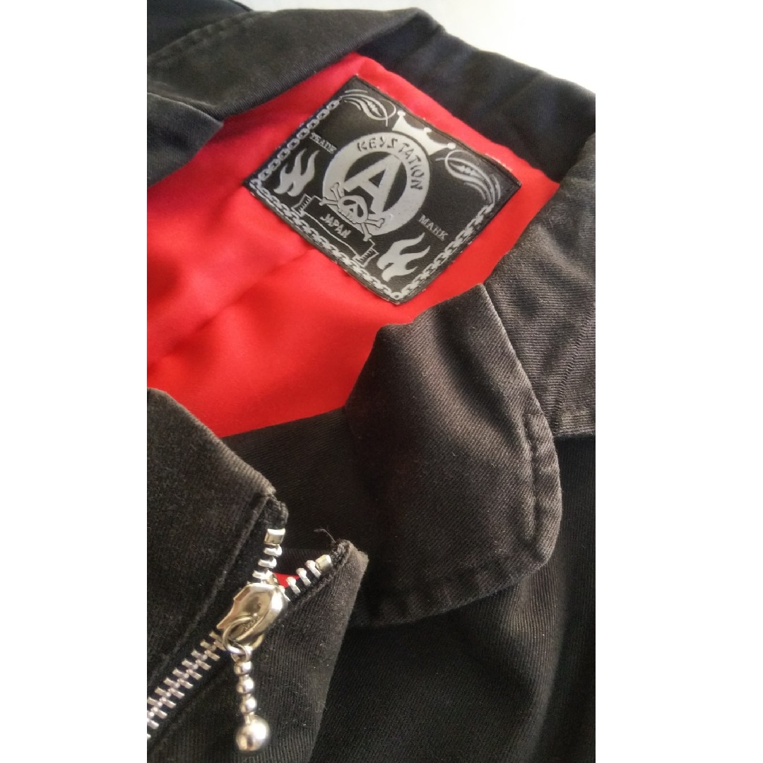 ◆71 レア 当時物 KEYSTATION キーステーション ジャケット 黒 赤 メンズのジャケット/アウター(テーラードジャケット)の商品写真