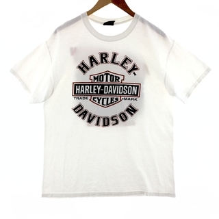 ハーレーダビッドソン(Harley Davidson)の古着 ハーレーダビッドソン Harley-Davidson 鷲柄 イーグル柄 両面プリント 3連プリント モーターサイクル バイクTシャツ メンズM /eaa382145(Tシャツ/カットソー(半袖/袖なし))