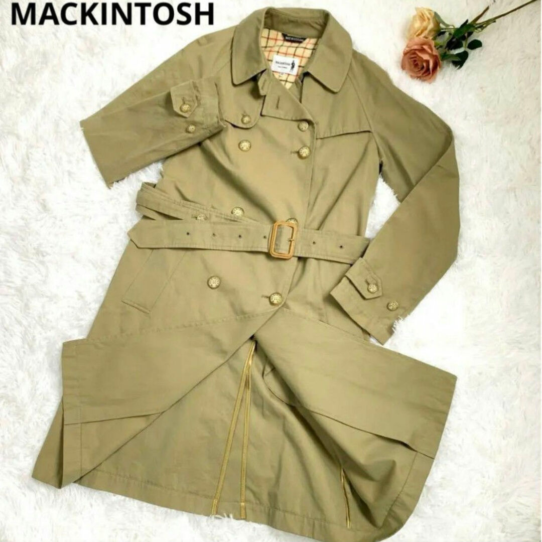 MACKINTOSH(マッキントッシュ)のマッキントッシュ トレンチコート  チェック ライナー カーキ ベージュ Ｓ レディースのジャケット/アウター(トレンチコート)の商品写真