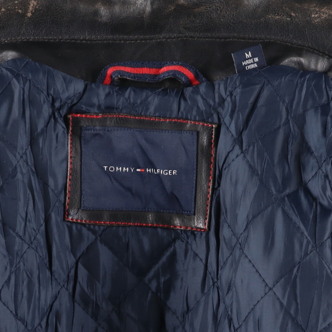 TOMMY HILFIGER(トミーヒルフィガー)の古着 トミーヒルフィガー TOMMY HILFIGER フェイクレザージャケット メンズM /eaa431944 メンズのジャケット/アウター(レザージャケット)の商品写真