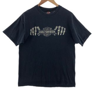 ハーレーダビッドソン(Harley Davidson)の古着 ハーレーダビッドソン Harley-Davidson 両面プリント モーターサイクル バイクTシャツ メンズL /eaa381874(Tシャツ/カットソー(半袖/袖なし))