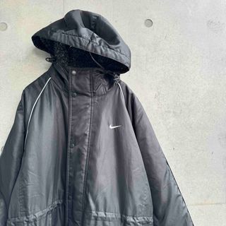 ナイキ(NIKE)の00年代 NIKE ベンチコート ナイロン ライン Y2K テック ブラック(ナイロンジャケット)