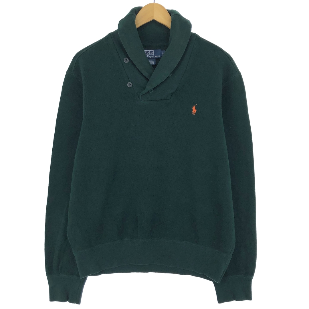 Ralph Lauren(ラルフローレン)の古着 ラルフローレン Ralph Lauren POLO by Ralph Lauren ショールカラー ワンポイントロゴスウェットシャツ トレーナー メンズL /eaa431422 メンズのトップス(スウェット)の商品写真