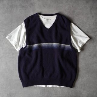 90s URBAN WEAR ボーダー柄 ニットベスト ラムズウール