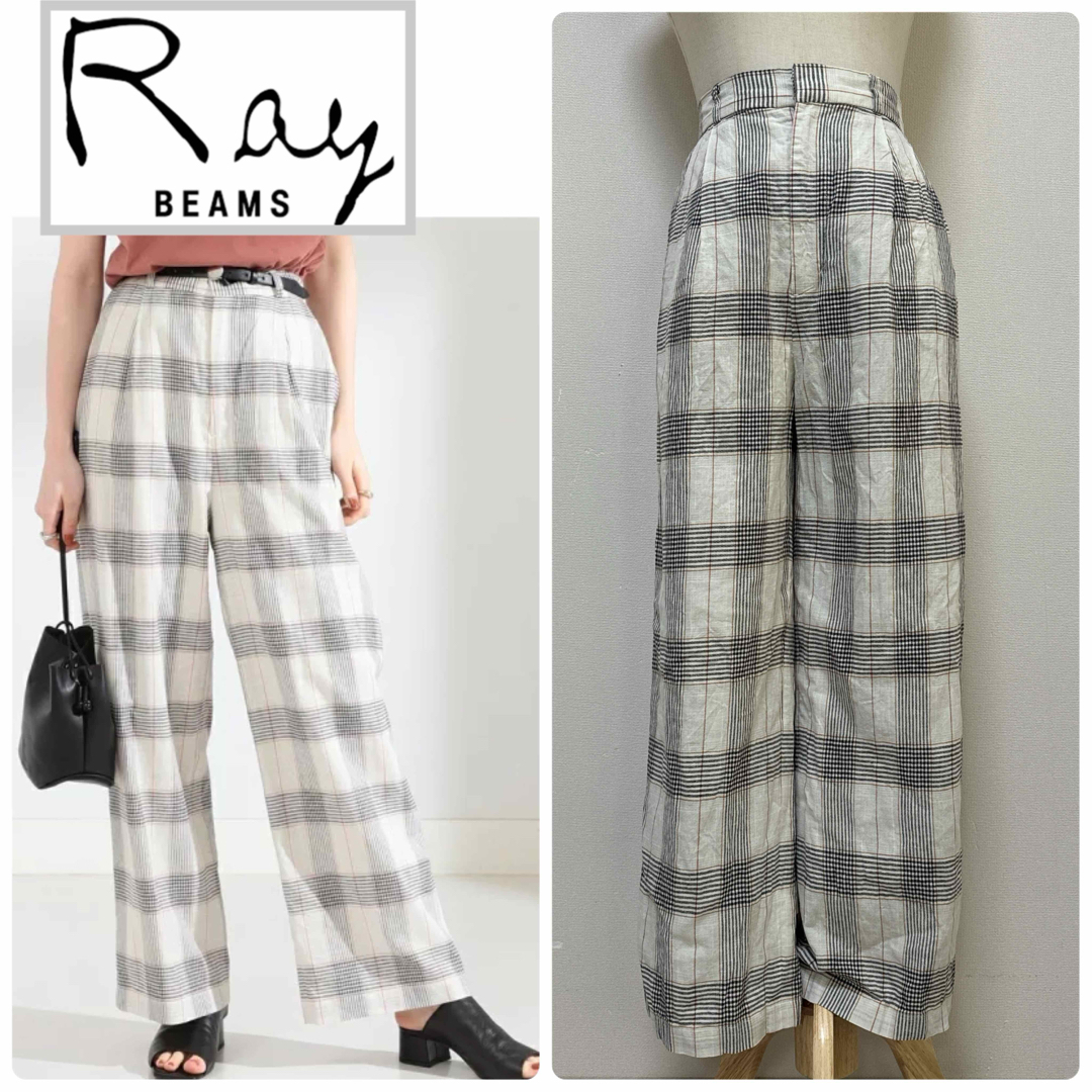 Ray BEAMS(レイビームス)のレイビームス　グレンチェックワイドパンツ レディースのパンツ(カジュアルパンツ)の商品写真