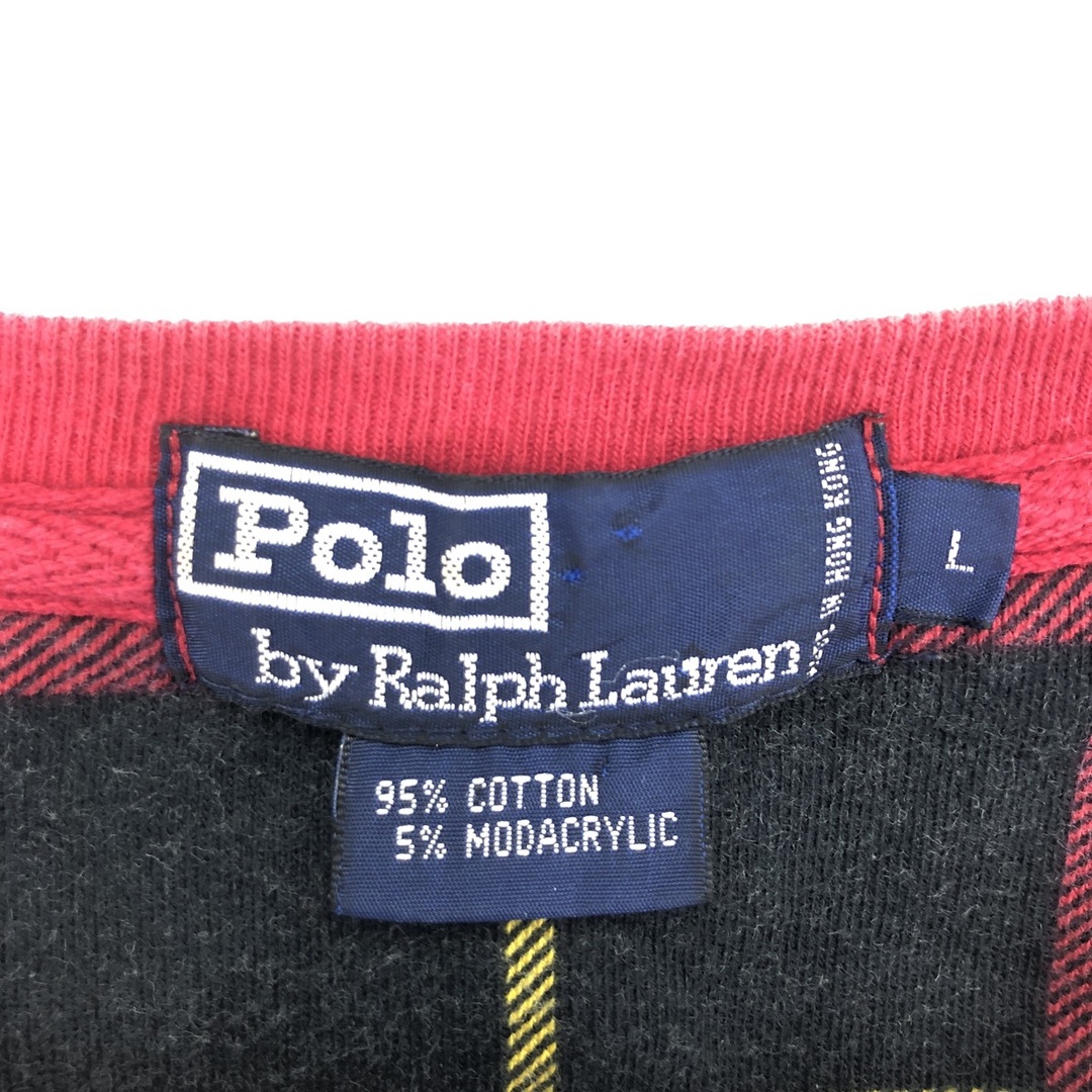 Ralph Lauren(ラルフローレン)の古着 ラルフローレン Ralph Lauren POLO by Ralph Lauren チェック柄 ワンポイントロゴスウェットシャツ トレーナー メンズL /eaa431431 メンズのトップス(スウェット)の商品写真