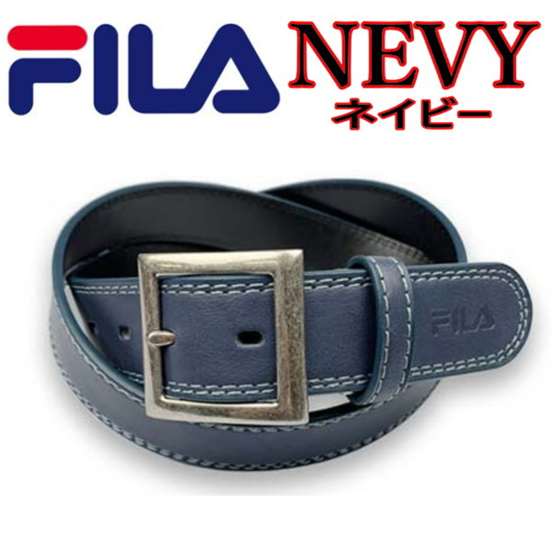 FILA(フィラ)のネイビー 紺  002 フィラ ベルト ギャリソン ダブルステッチ メンズのファッション小物(ベルト)の商品写真