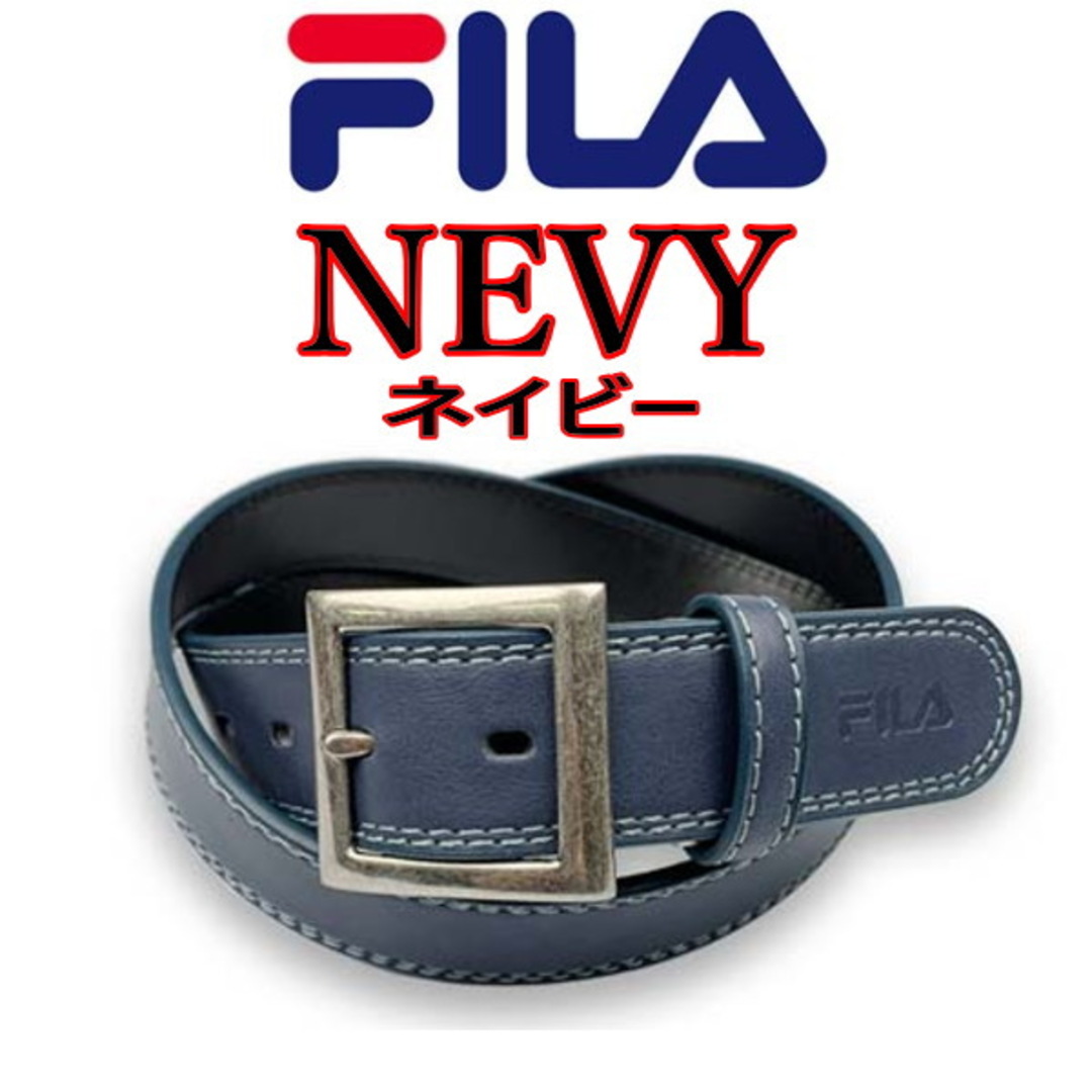 FILA(フィラ)のネイビー 紺  002 フィラ ベルト ギャリソン ダブルステッチ メンズのファッション小物(ベルト)の商品写真