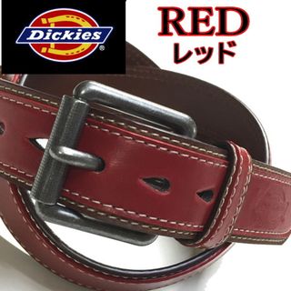 ディッキーズ(Dickies)の068 赤 ディッキーズ ベルト バイカラー ローラーバックル レッド(ベルト)