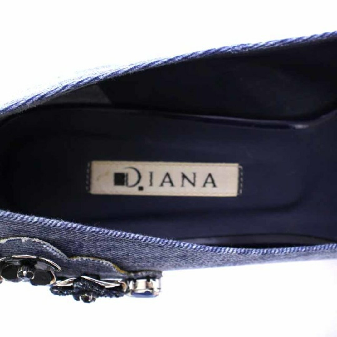 DIANA(ダイアナ)のダイアナ パンプス デニム ポインテッドトゥ ローヒール 24.5cm 紺 レディースの靴/シューズ(ハイヒール/パンプス)の商品写真