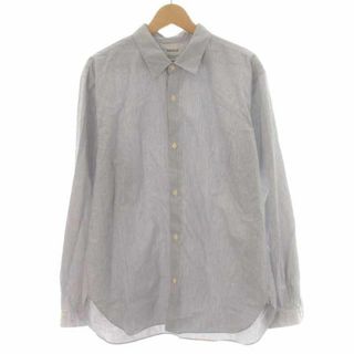 YAECA COMFORT SHIRT BLUE-ST カジュアルシャツ 紺 白