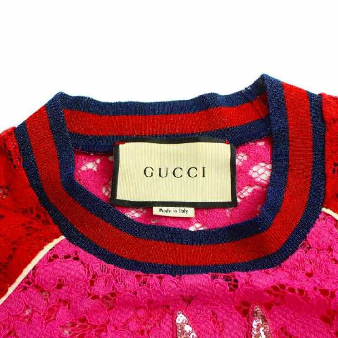 Gucci(グッチ)のグッチ スパンコールレーストップス カットソー Tシャツ 半袖 S 479472 レディースのトップス(Tシャツ(半袖/袖なし))の商品写真