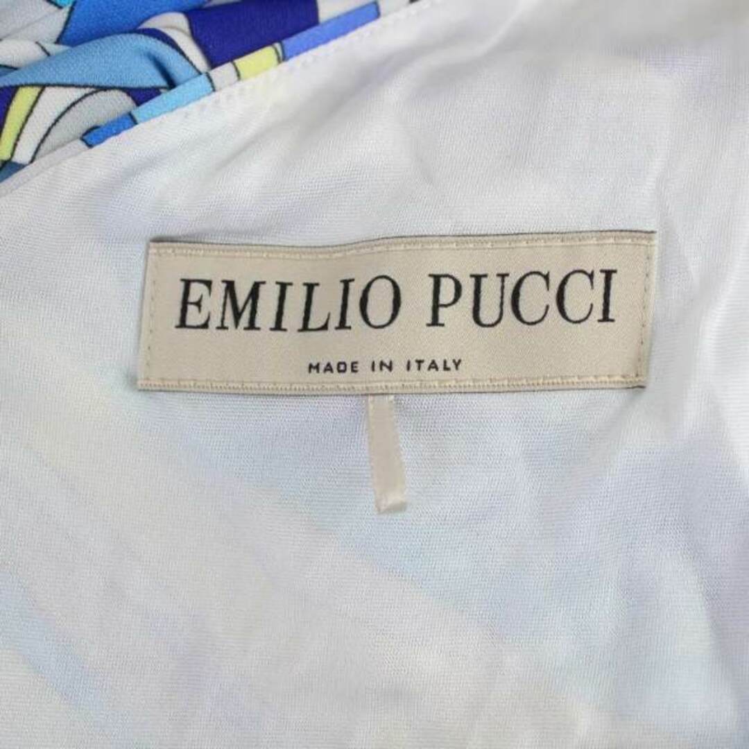 EMILIO PUCCI(エミリオプッチ)のエミリオプッチ ワンピース ひざ丈 ノースリーブ S 青 黄 レディースのワンピース(ひざ丈ワンピース)の商品写真