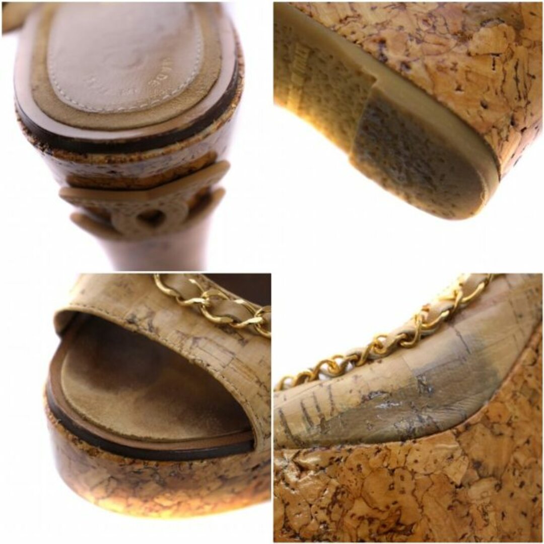 CHANEL(シャネル)のシャネル ココマーク チェーン コルク サンダル レザー 21.5㎝ ベージュ レディースの靴/シューズ(サンダル)の商品写真