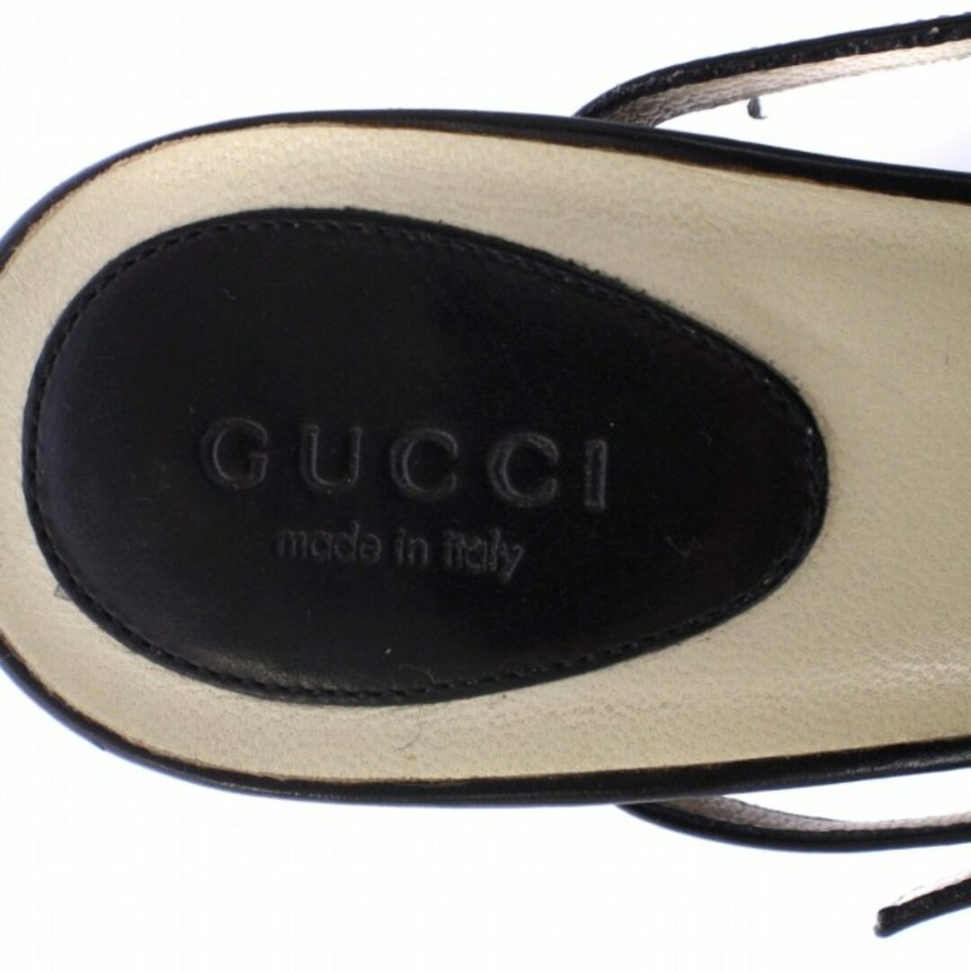 Gucci(グッチ)のグッチ サンダル ハイヒール キャンバス レザー 24㎝ 黒 ベージュ レディースの靴/シューズ(サンダル)の商品写真