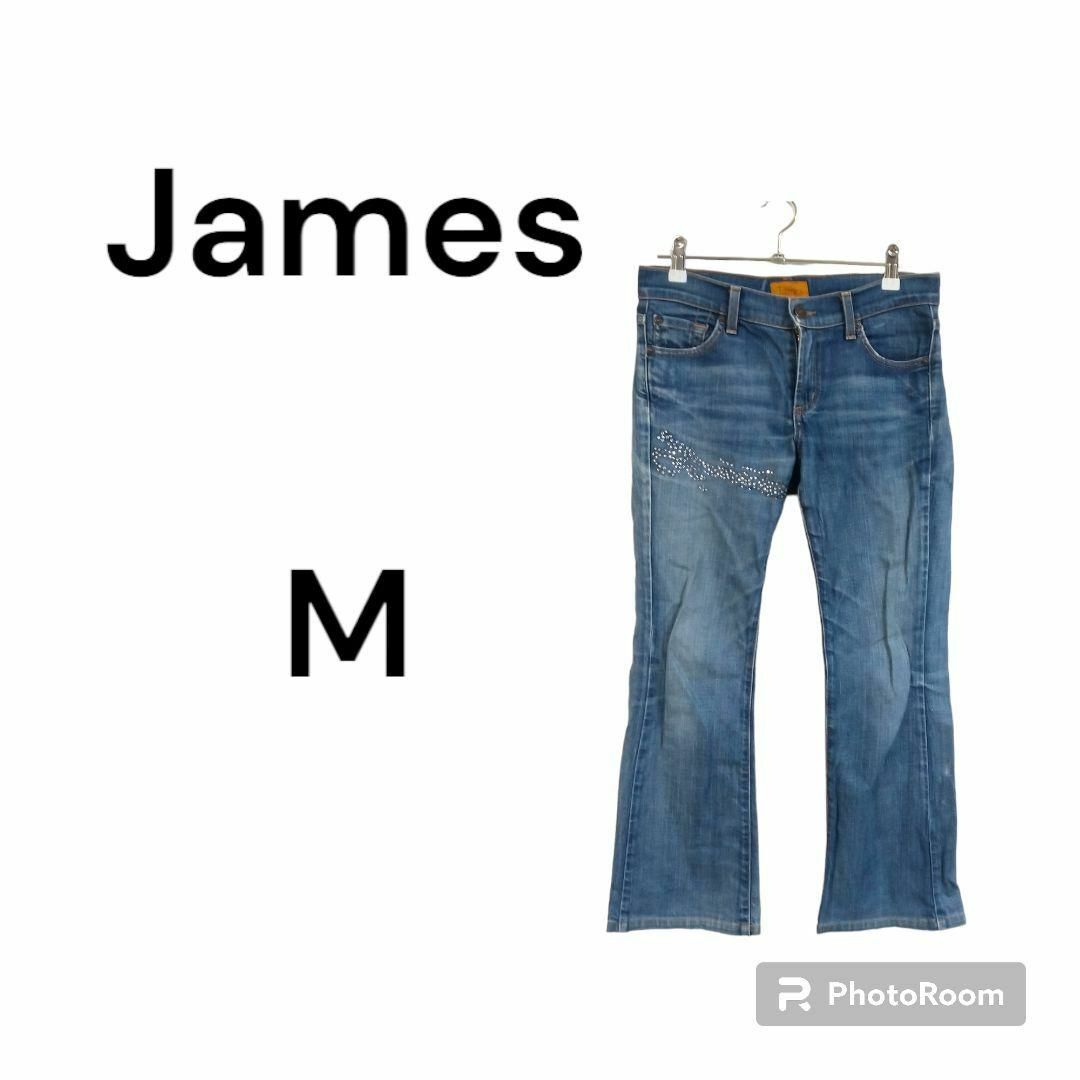 James(ジェームス)のジェームス　デニム　ジーンズ　ワイドパンツ　カジュアル　装飾　お出かけ　デート メンズのパンツ(デニム/ジーンズ)の商品写真