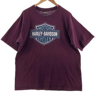 ハーレーダビッドソン(Harley Davidson)の古着 90年代 ハーレーダビッドソン Harley-Davidson 両面プリント モーターサイクル バイクTシャツ USA製 メンズXL ヴィンテージ /eaa381928(Tシャツ/カットソー(半袖/袖なし))