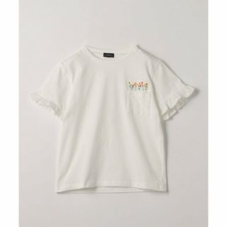 ユナイテッドアローズグリーンレーベルリラクシング(UNITED ARROWS green label relaxing)の【OFF WHITE】袖フリル レース フラワー刺繍 Tシャツ 100cm-130cm(Tシャツ/カットソー)