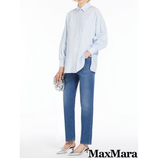 ウィークエンドマックスマーラ(Weekend Max Mara)のマックスマーラ コットンストライプ オーバーサイズシャツ ブルー(シャツ/ブラウス(長袖/七分))