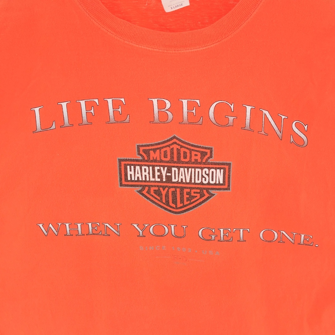 Harley Davidson(ハーレーダビッドソン)の古着 ハーレーダビッドソン Harley-Davidson 両面プリント モーターサイクル バイクTシャツ メンズXL /eaa381914 メンズのトップス(Tシャツ/カットソー(半袖/袖なし))の商品写真