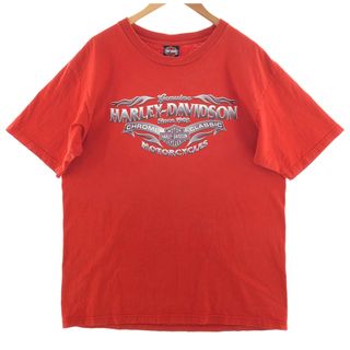 ハーレーダビッドソン(Harley Davidson)の古着 00年代 ハーレーダビッドソン Harley-Davidson  両面プリント モーターサイクル バイクTシャツ USA製 メンズL /eaa381968(Tシャツ/カットソー(半袖/袖なし))