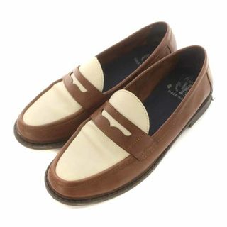 コールハーン(Cole Haan)のコールハーン コインローファー レザー バイカラー 7.5B 茶 白(ローファー/革靴)