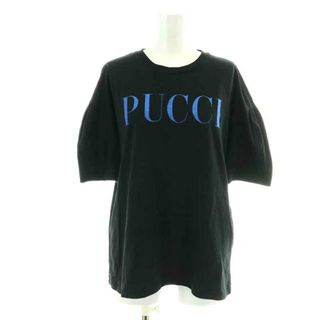 エミリオプッチ(EMILIO PUCCI)のエミリオプッチ Tシャツ カットソー 半袖 クルーネック ラメ M 黒 青(Tシャツ(半袖/袖なし))