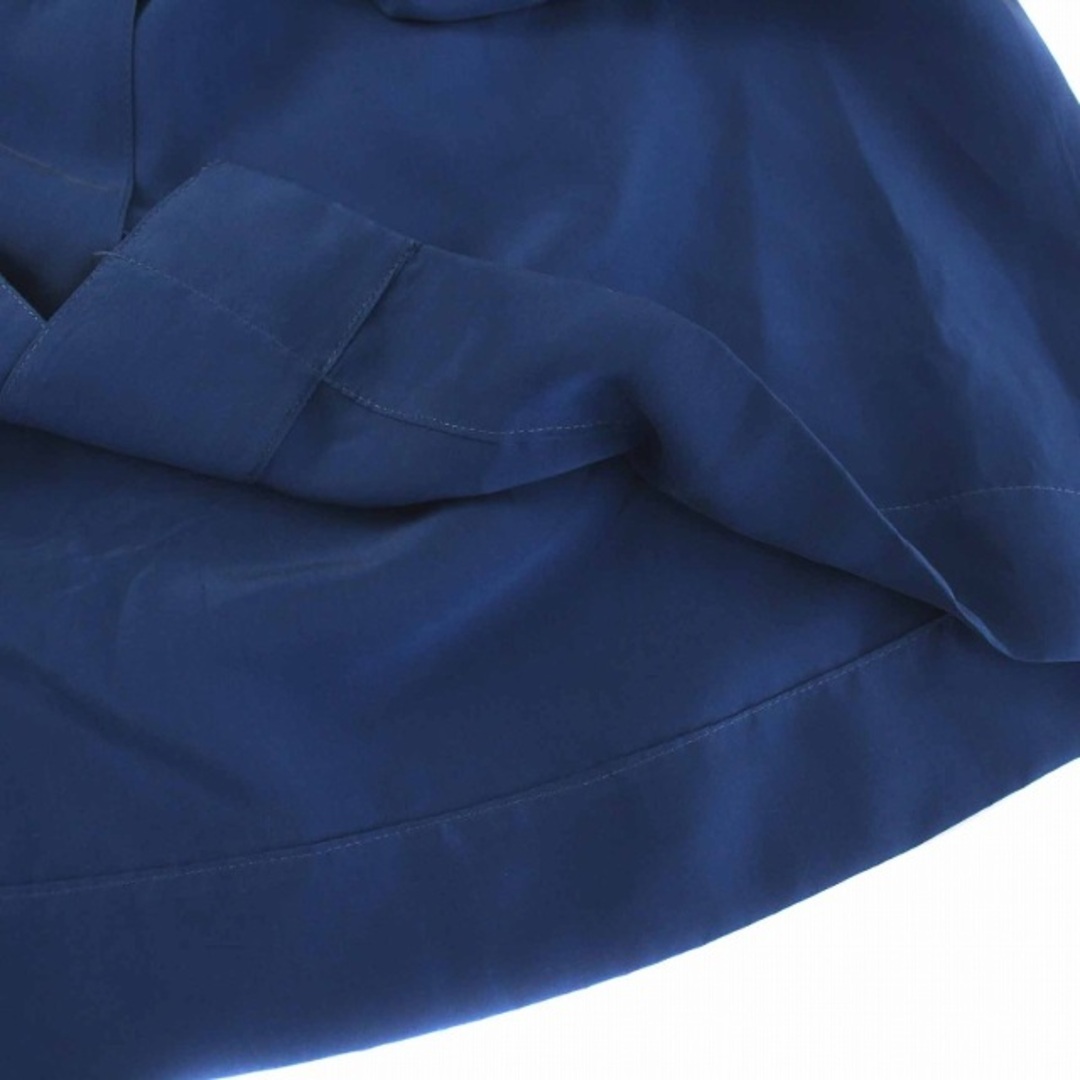 LANVIN(ランバン)のランバン シルク シャツ ワンピース ひざ丈 ジップアップ 半袖 36 S 青 レディースのワンピース(ひざ丈ワンピース)の商品写真