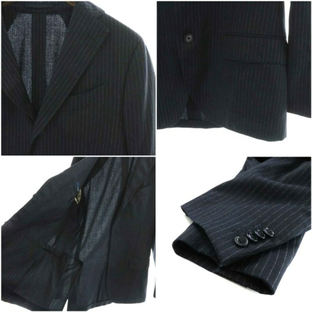 LARDINI スーツ セットアップ 上下 ジャケット パンツ 48 L 紺 白 メンズのスーツ(スーツジャケット)の商品写真